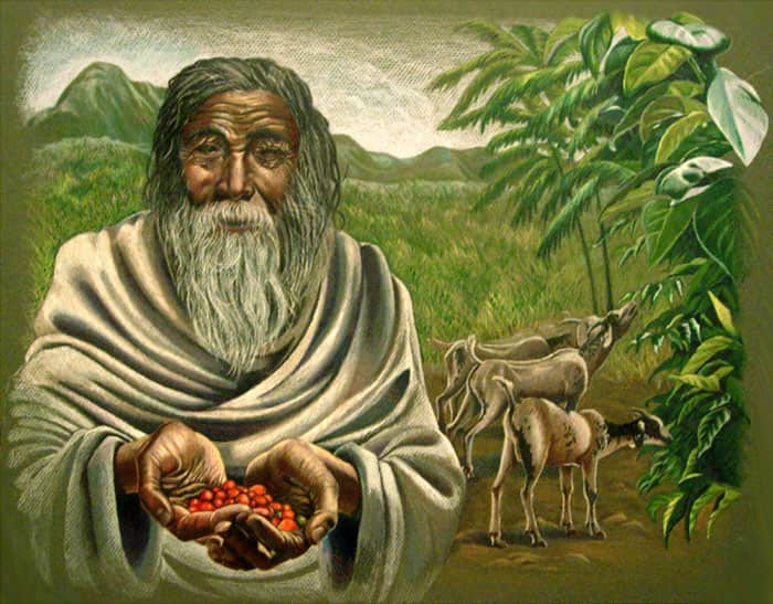 Ilustração da lenda de Kaldi